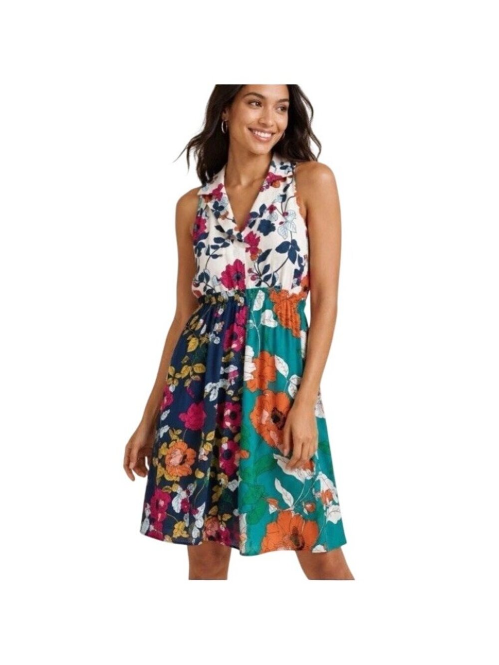 Anthropologie Dinah Halter Tunic Dress Womens Size 4 Multicolor Floral Bohemian